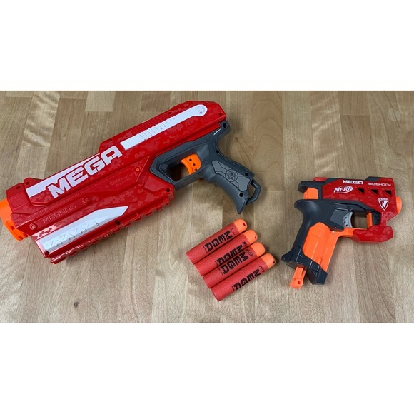 Nerf Other - Nerf N-Strike Mega Magnus Bigshock Dart Red Gun Toy X2 Lot 4 Dart